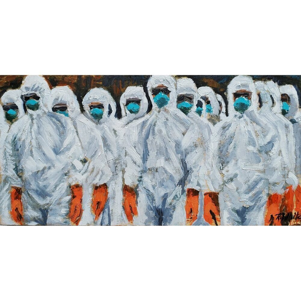 "When in Doubt, Inject Fear" Original Painting by Robin White Oil on Wood Panel